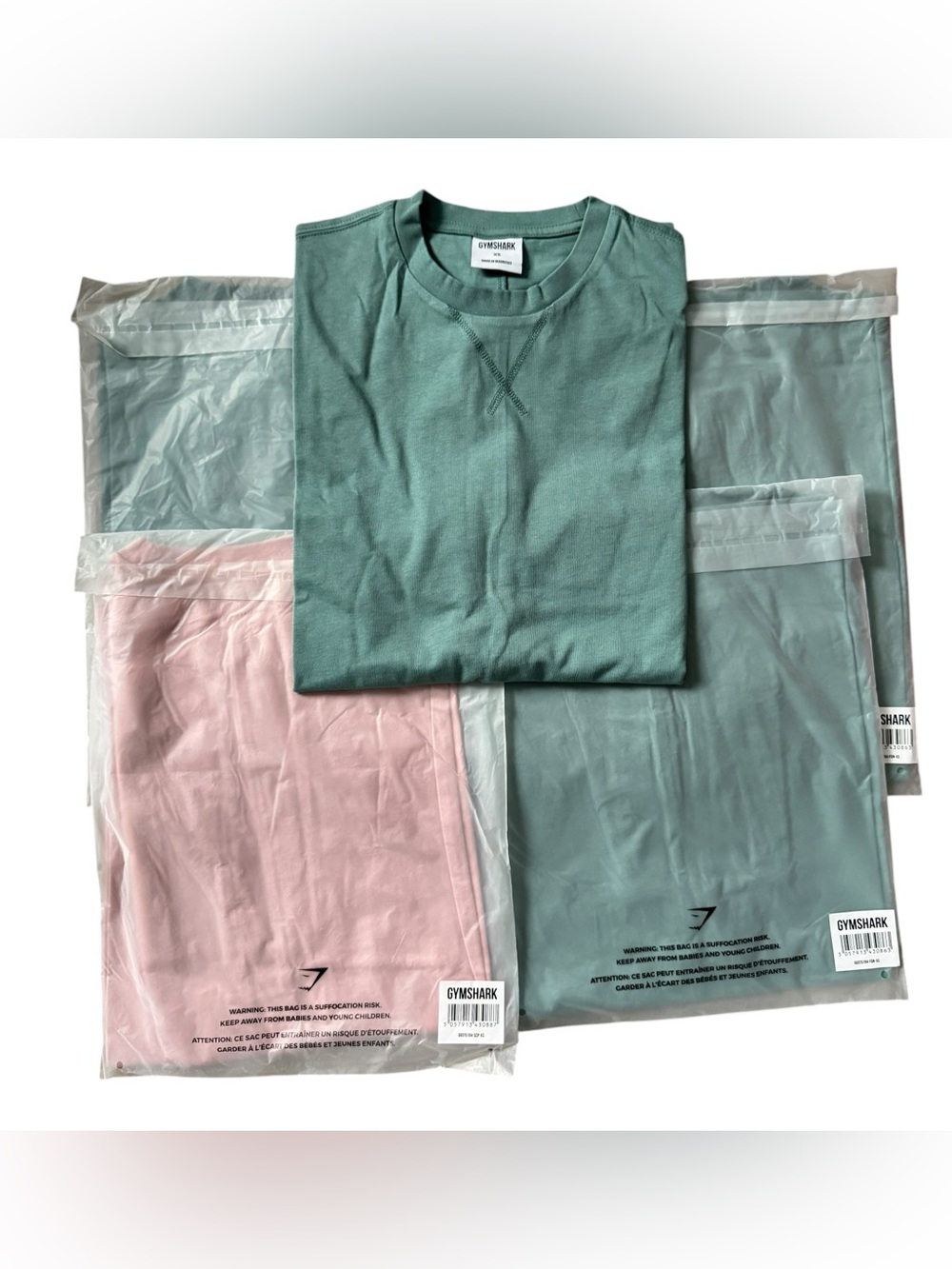 Gymshark Lot of 5 Oversized T-Shirt Unisex XS NWT Cotton Green Pink